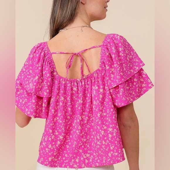 🩷 NWT! Pink Floral Ruffle Blouse - Picture 2 of 9